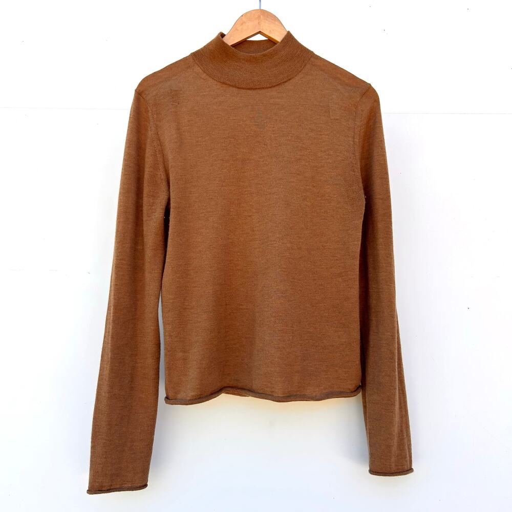 Guest In Residence Cashmere Base Layer Turtleneck Lightweight Thin Tan Camel XL - Picture 2 of 7